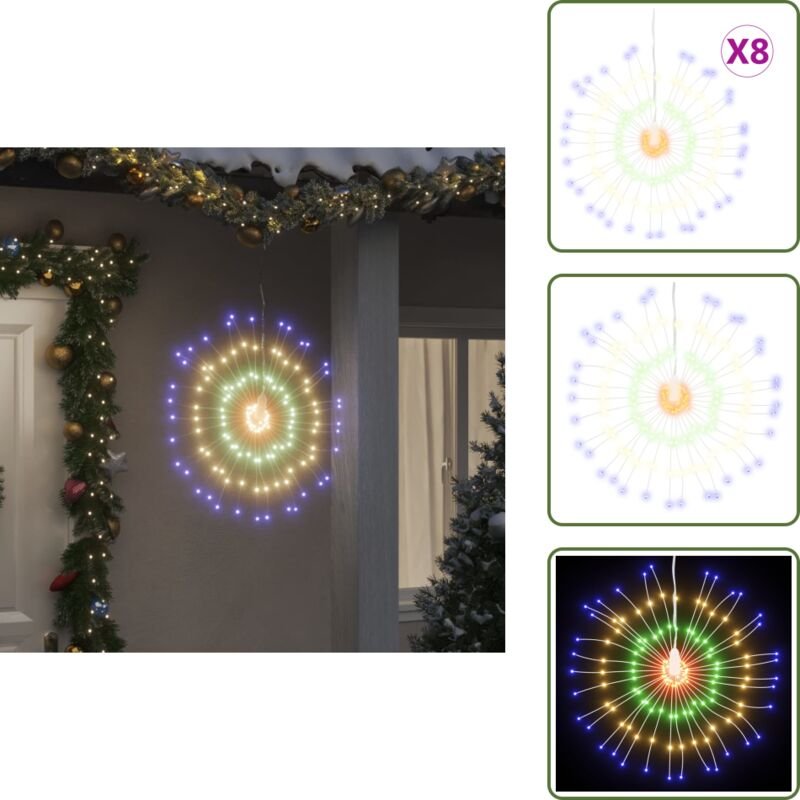 The Living Store Weihnachtsbeleuchtungen Feuerwerk 8 Stk. 140 LEDs Mehrfarbig - Weihnachtsdekoration - LED-Lichterketten...