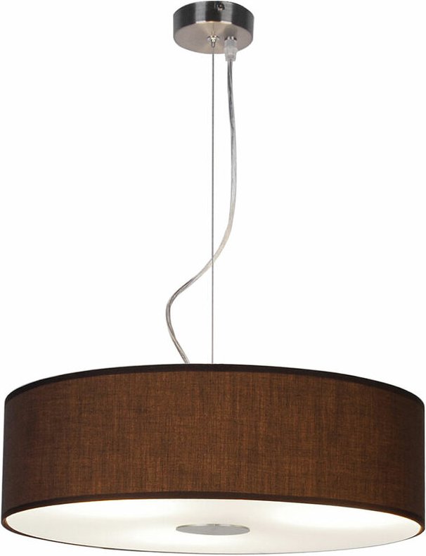 Pendelleuchte Textil Esstischleuchte hängend Hängeleuchte Wohnzimmerlampe braun, Stahl Glas, 3x E27, DxH 45x175 cm