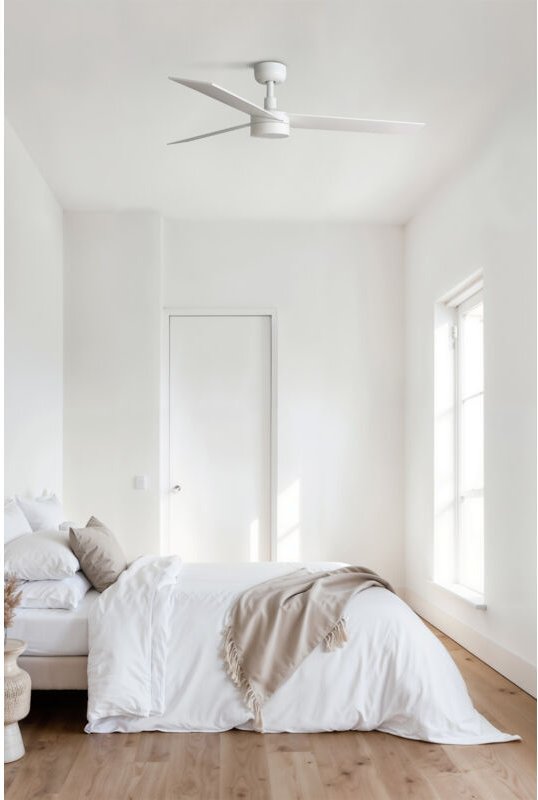 Faro Rudder Großer Deckenventilator mit 3 Flügeln, mattweiß, mit Licht 2700 – 4000 – 6500 k, Tuya Smart System