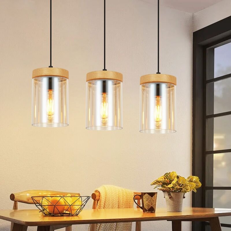 Gbly - Pendelleuchte Esstisch Esszimmerlampe Hängend - Hängelampe Wohnzimmer Glas Esstischlampe Schlafzimmer 3 Flammig E...