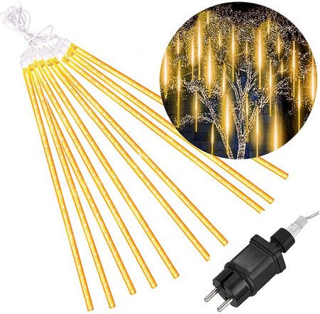 SPRINGOS LED-Lichterkette mit Falleffekt Gesamtlänge 6 m 10 Stäbe 480 LEDs Warmweiß Meteorschauer Sternschnuppe Lichtreg...