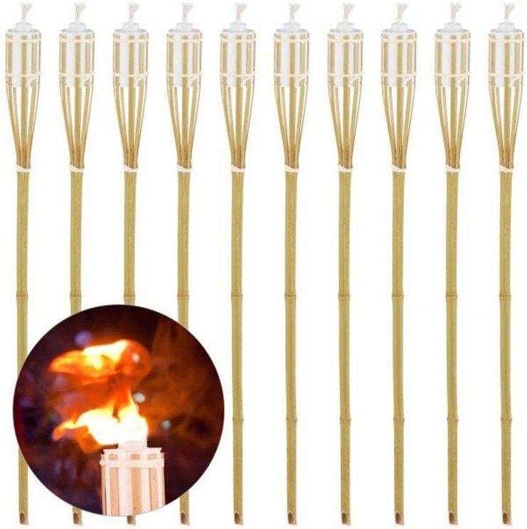 Gartenfackel bambus 10er set