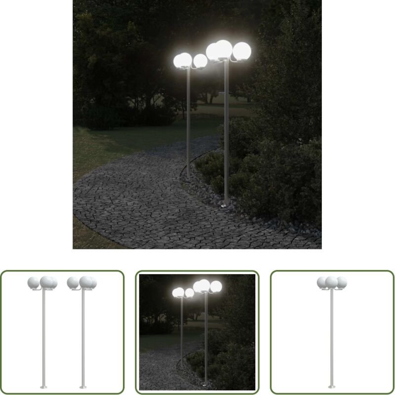 Außenbeleuchtung - Wegeleuchten 2 Stk. Silbern 215 cm Edelstahl