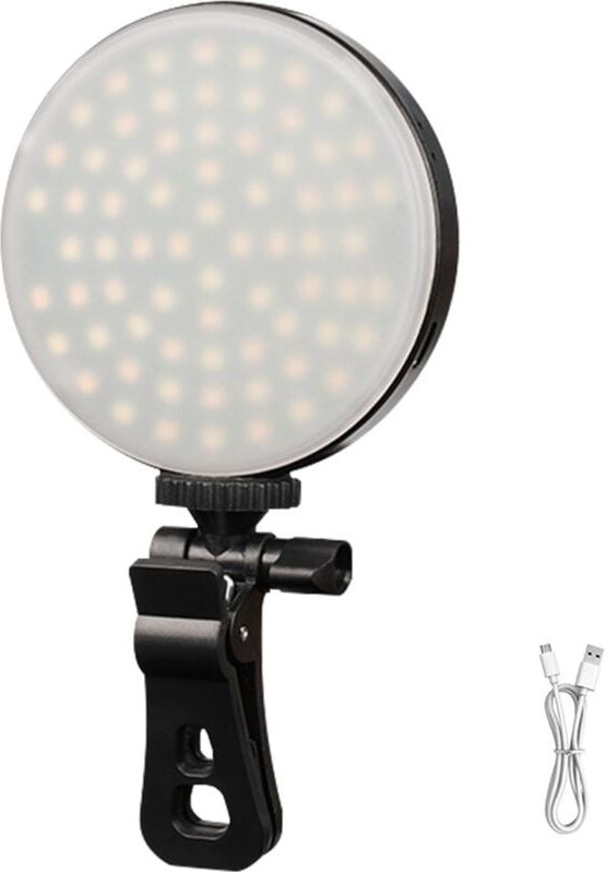 Tragbare LED-Selfie-Leuchte zum Anklemmen, Helligkeit einstellbar, wiederaufladbar, für iPhone, Tablet, Laptop, Make-up