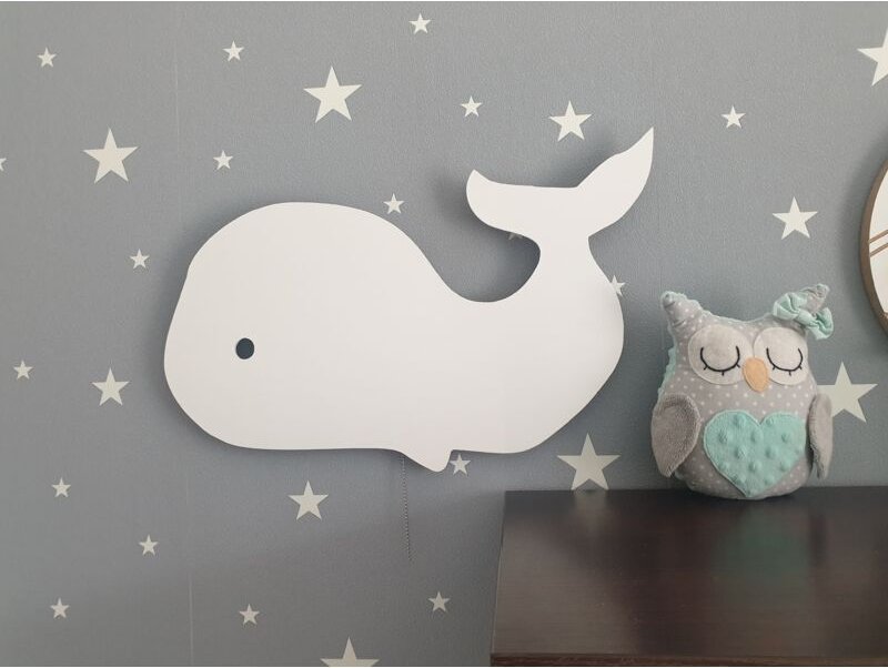 Lámpara de noche LED con forma de ballena que funciona con pilas