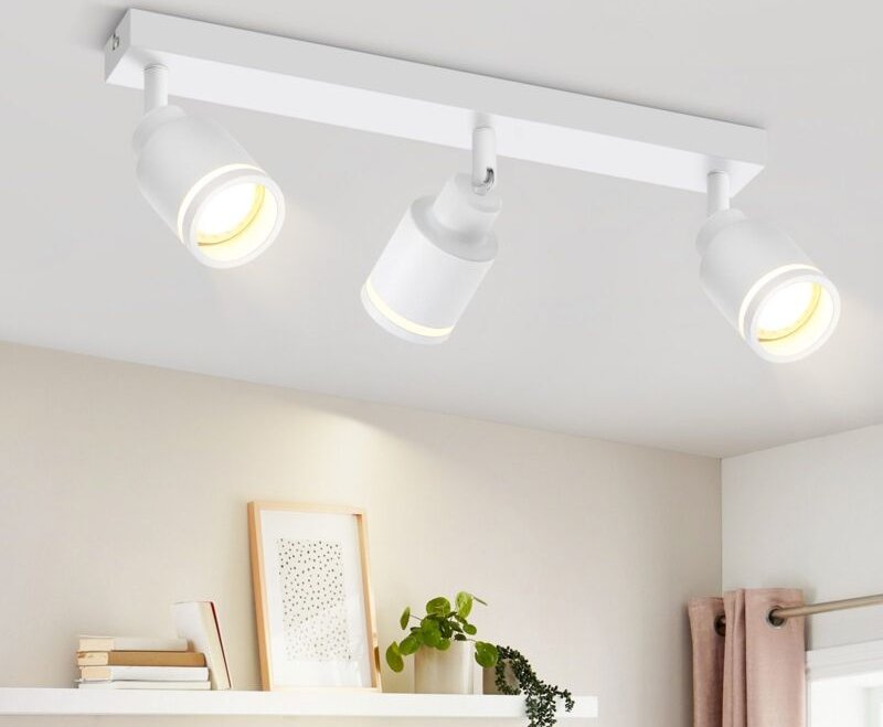 GBLY Deckenstrahler Modern Weiß Deckenleuchte: 3 Flammig Schwenkbar Deckenspot Flurlampe GU10 Deckenlampe Metall Innen W...