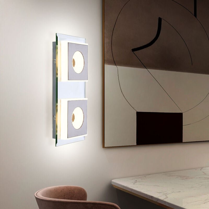 Wandleuchte LED modern indirektes Licht Wohnzimmer Wandlampe Flur und Treppenhaus, verspiegelt, nickel matt Acryl satini...