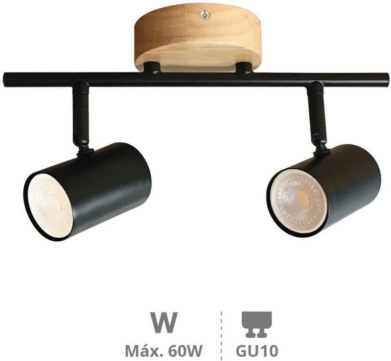 Doppelter linearer Deckenstrahler Rintela Serie GU10 Schwarz