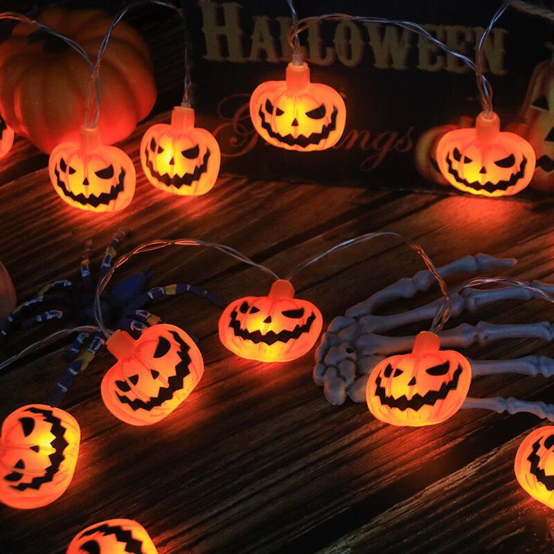 Halloween-Kürbislaterne, 6 m, 40 warmweiße LEDs, für Weihnachten, Warteschlangen, Weihnachtsbäume, Innendekoration, 3D-K...