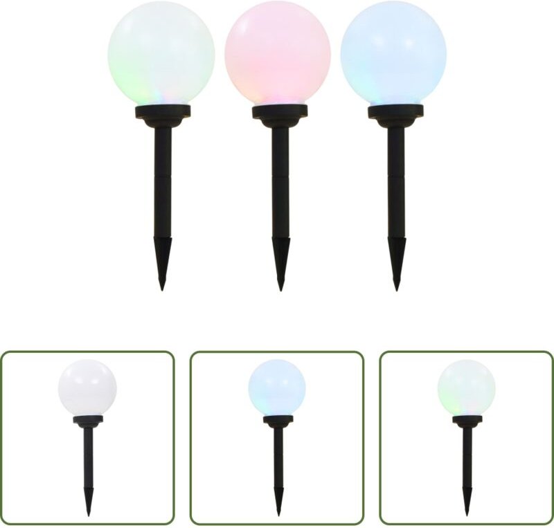 LED Solarleuchte - Outdoor Solarleuchten 3 Stück LED Kugelförmig 20 cm RGB