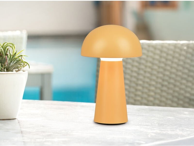 Reality Leuchten - Kleine Akku Tischleuchte lennon per usb aufladbar Gelb, Höhe 21cm
