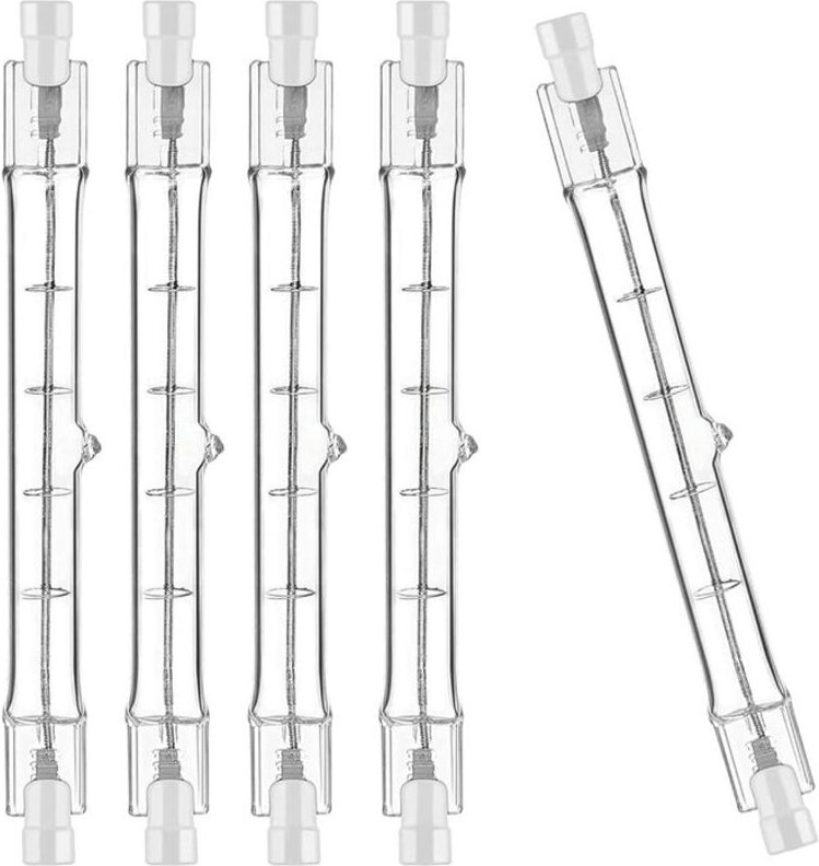 5er-Pack dimmbare Halogenlampen R7S 118 mm 300 W 230 V für Landschafts-, Wohn- oder Arbeitsbeleuchtung. R7S-Halogenstab ...