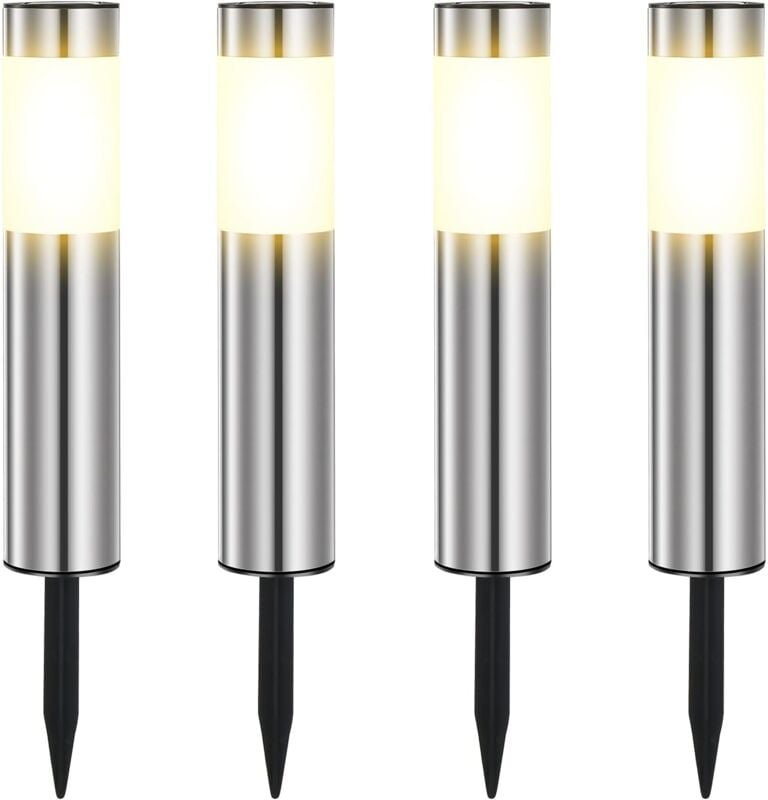 4er-Pack Solarleuchten für den Außenbereich, Gartenleuchten, warmes Licht, wasserdicht, für Terrasse, Rasen, Gehweg [Ene...