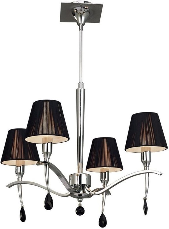 Inspired Mantra - Siena - Deckenanhänger Round 4 Light E14, Chrom poliert mit schwarzen Farbtönen und schwarzem Kristall