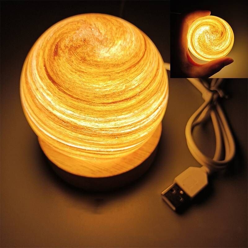 3D-Mond-Glaslampe, USB-betriebenes Mini-Nachtlicht mit Holzständer, dekorative Stimmungsleuchte für Kinder, Mädchen, Jun...