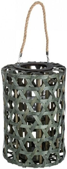 Grüne sechseckige Laterne aus Holz 40h cm