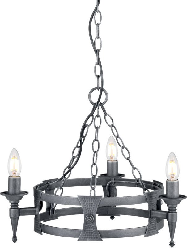 Elstead - Saxon - Kronleuchter 3 Hellschwarz, Silber, E14