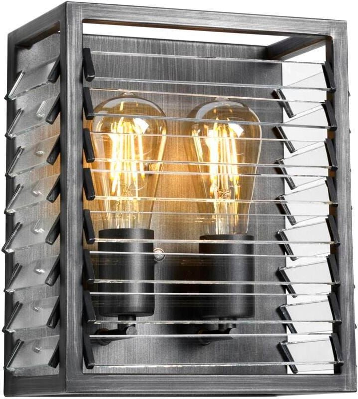 Wandleuchte Wandlampe Wandstrahler Wohnzimmer Stahl Glas 2-Flammig h 28,8 cm