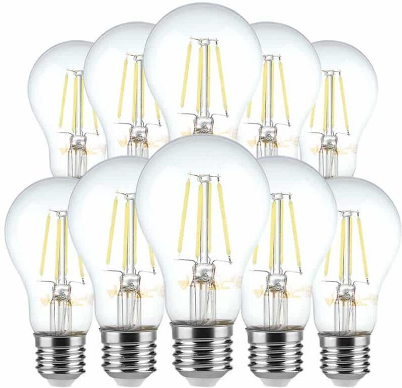 10 Pack E27 Transparente LED-Lampen - Glühfaden - A60 - IP20 - 6W - 600 Lumen - 3000K