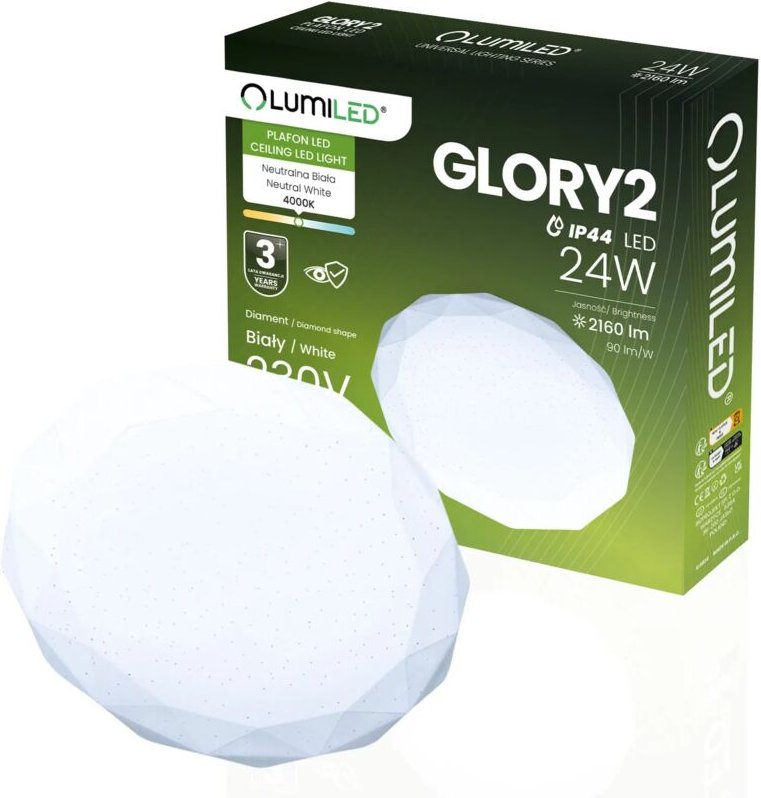 LED Deckenleuchte Aufbau Diamond 24W 4000K IP44 Rund