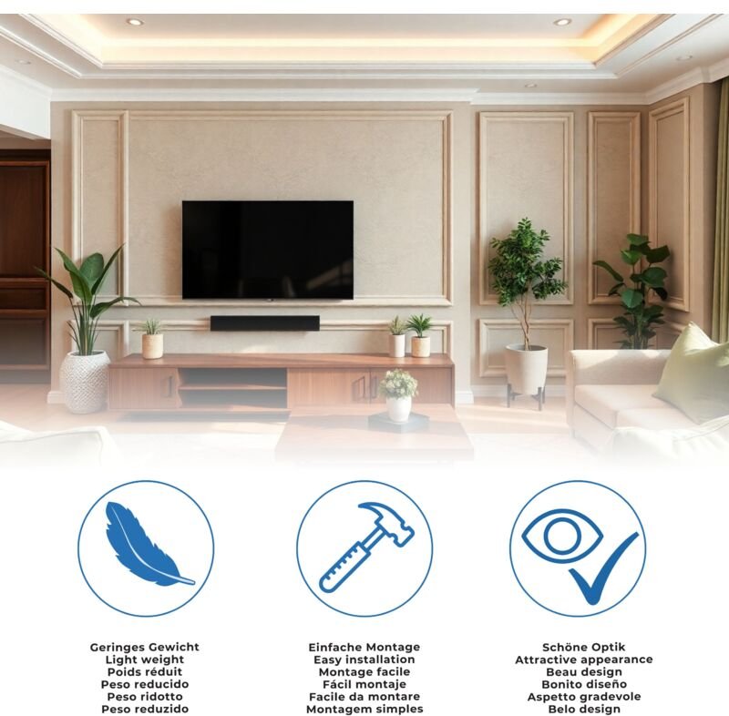 Proviston - Lichtleiste Polystyrol 27 x 70 x 2000 mm Weiß Indirekte Beleuchtung Led-Beleuchtung