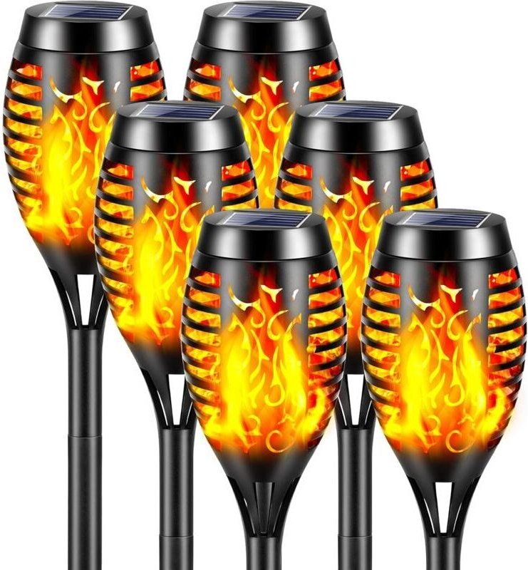 6-teiliges Set mit 12 LED-Solarleuchten in Flammenform für den Außenbereich, IP65 wasserdicht, zur Dekoration von Garten...