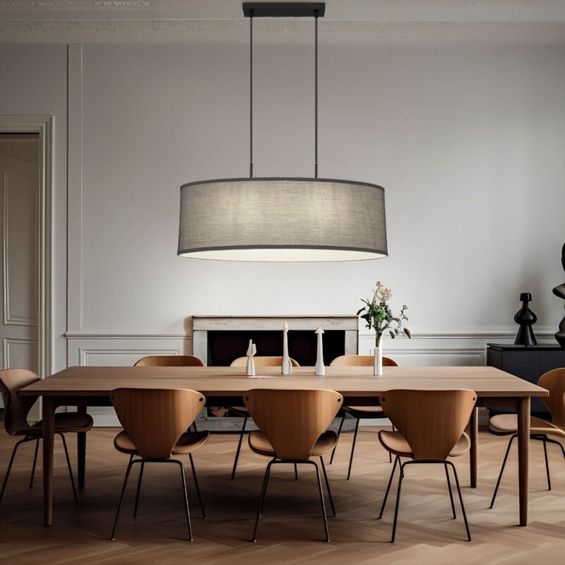 Globo Lighting - Pendellampe led Hängeleuchte Esszimmerleuchte Deckenlampe Wohnzimmerlampe, Metall Textil, schwarz anthr...