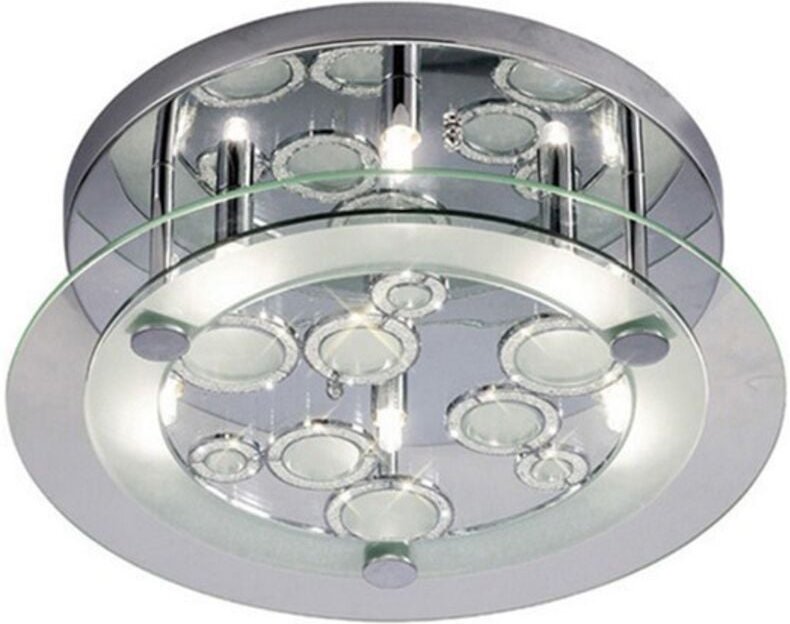 Inspired Diyas - Destello - Deckenrunde mit Kreismuster 6 Light Round Polished Chrome, Crystal