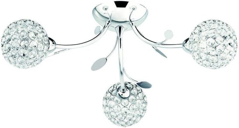 Bellis - 3 Light Semi Flush Multi Arm Flower Design Deckenleuchte Chrom und Glas, G9 - Searchlight