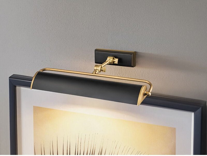 LED Bilderleuchte in Schwarz-Altmessing, verstellbar, Breite 44,5cm