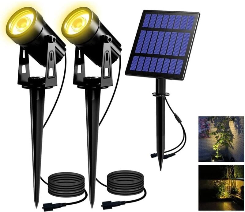GABRIELLE Solar-Gartenlampe, 2-in-1-Solarstrahler, Außen-Solarlampe, Außen-Solarprojektor mit wasserdichtem IP65 für Bäu...