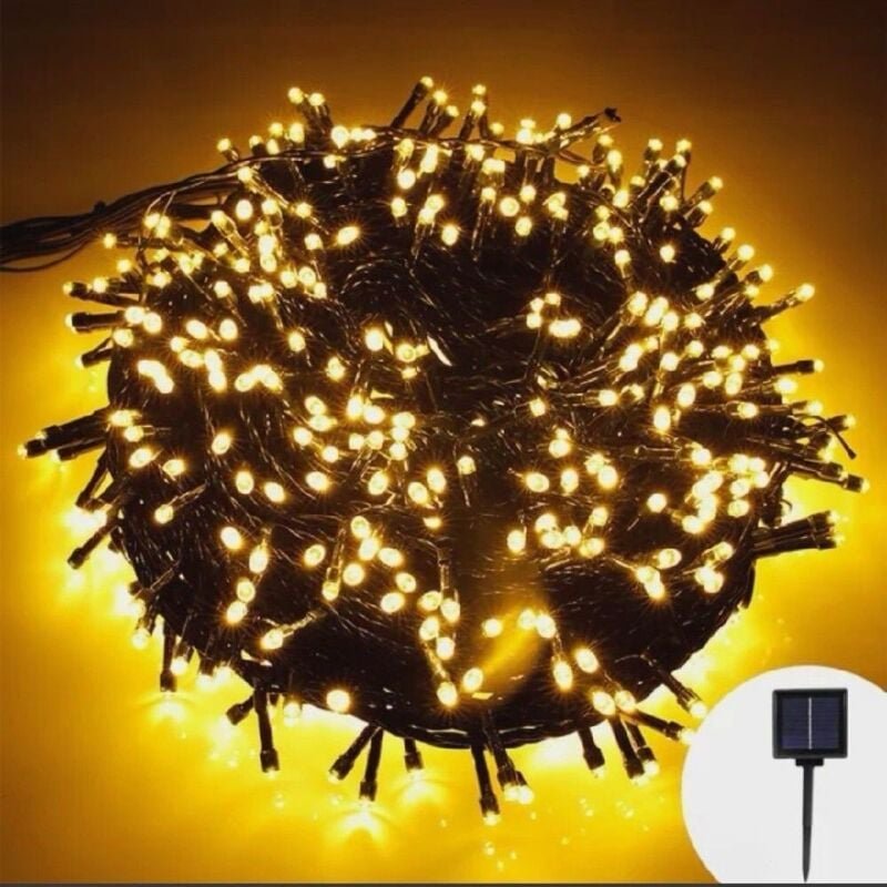 22m 200 led Sonnenenergie Cluster Lichterkette Außen, Weihnachtslichterkette mit 8 Modi und Memory, Wasserdicht Christba...