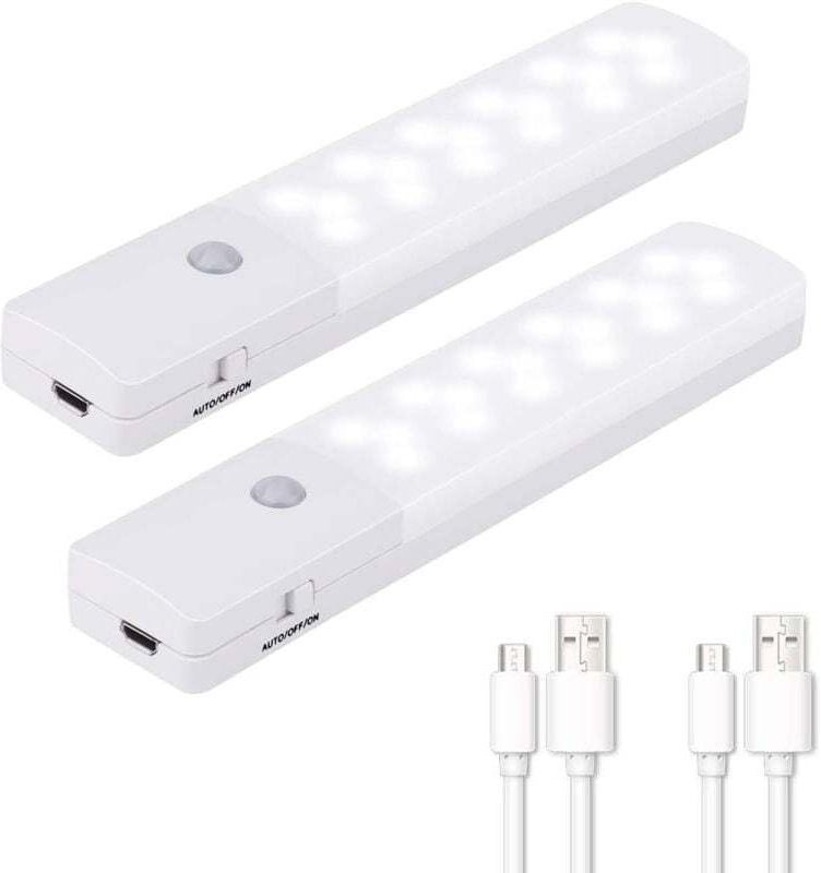 2er-Pack kabelloses Nachtlicht mit Bewegungssensor: 18 wiederaufladbare LEDs für Schrank, Garage und Flur.