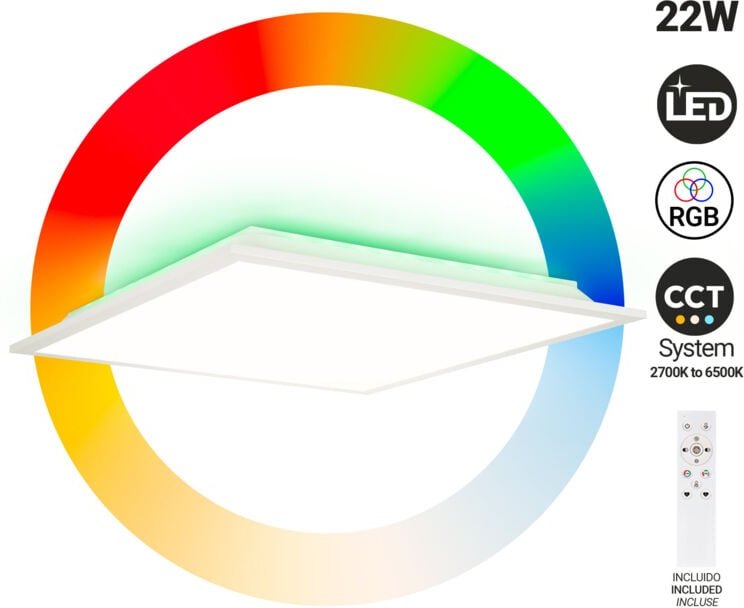 Barcelona Led - LED-Deckenleuchte Backlight - 45x45cm - 22W - cct + 2RGB -