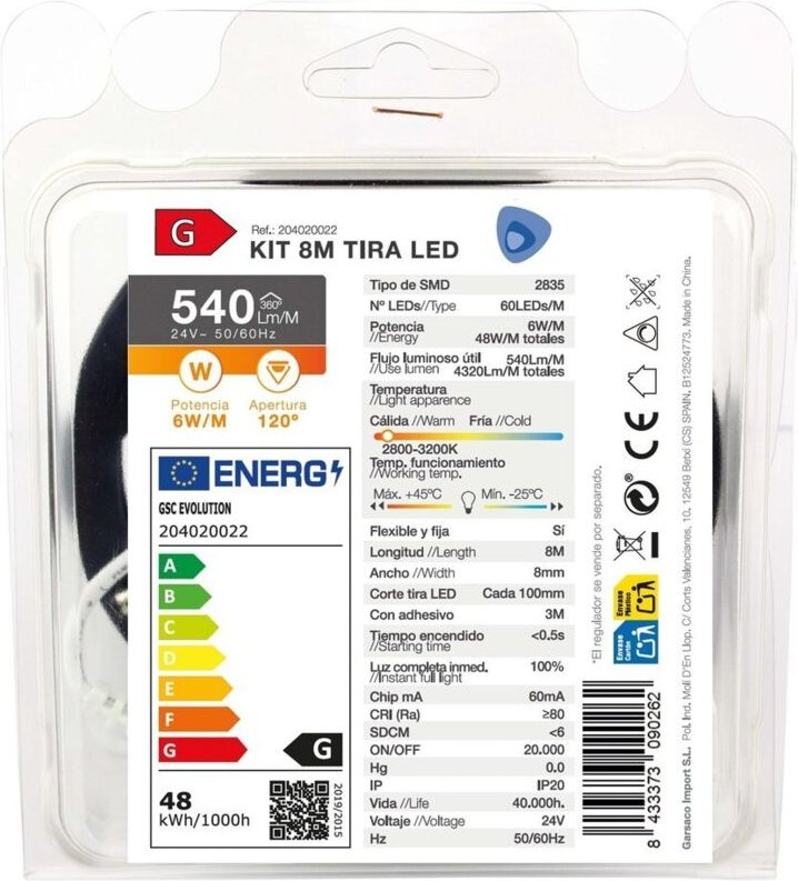 Kit 8M LED-Streifen 6W/M IP20 2800K-3200K vorbereitet