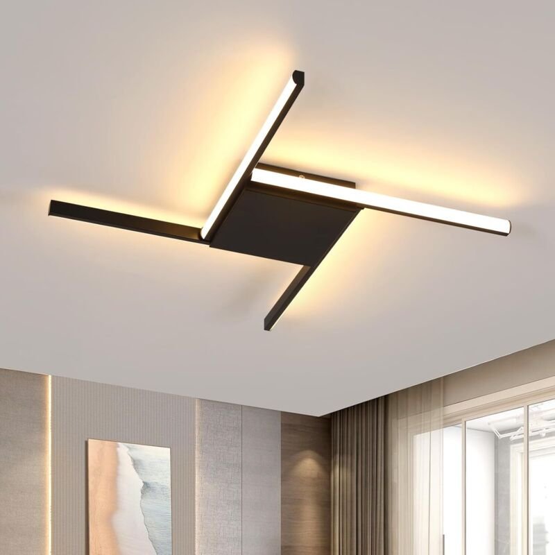 COMELY Moderne LED-Deckenleuchte aus Aluminium, Schwarz, 24 W, warmweißes Licht (3000 K), für den Innenbereich in Flur, ...