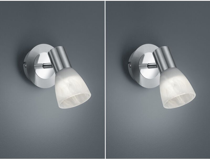 2er Set led Wandstrahler Silber mit Glas Lampenschirm, Breite 10cm