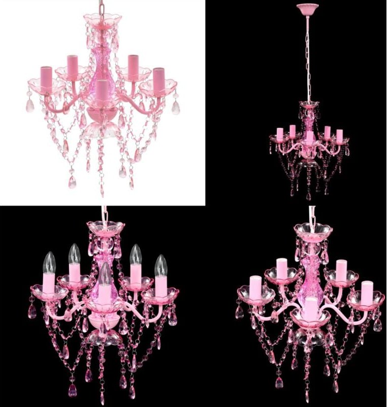 Kronleuchter 5 Glühbirnen Rosa - Künstliche Kristallglas-Deckenleuchte - Kronleuchter - Home & Living