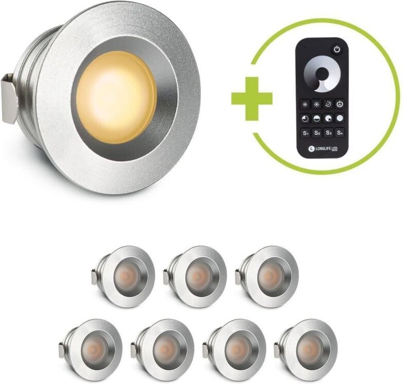 Einbaustrahler Mini flach Torino 3W 2700K IP44 - Farbe: silber - Anzahl: 8x