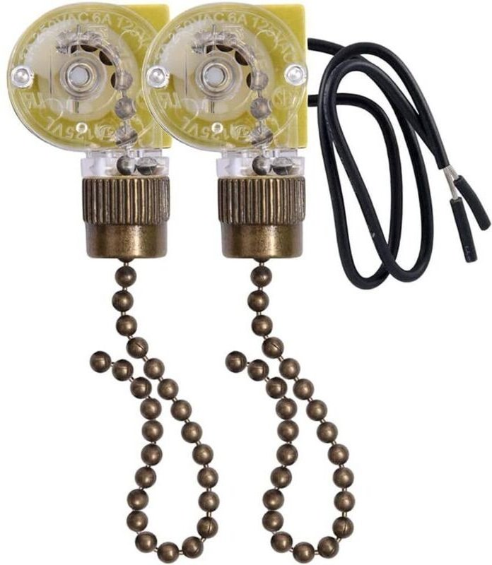 ZE-109 Deckenventilator-Lichtschalter, kabelgebundener Lichtschalter mit Zugkordeln für Deckenventilatoren und Lampen, 5...