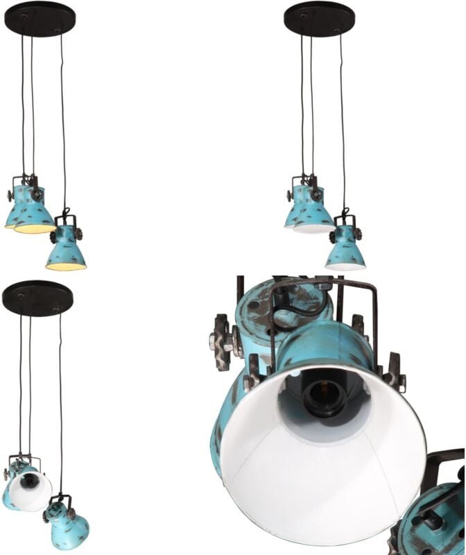 Hängelampe 25 w Blau 30x30x100 cm E27 - Industrielampen - Hängelampe - Deckenleuchte - Metalllampen - Blaue Lampen - Hom...