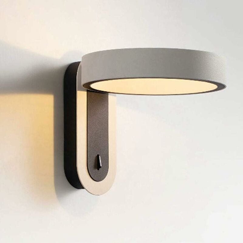 Thumbnail - Moderne LED-Wandleuchte mit Schalter, verstellbarer 360°-Schwenkring, Nachttisch-Wandlampe aus Aluminium, 3 w, Schlafzim...