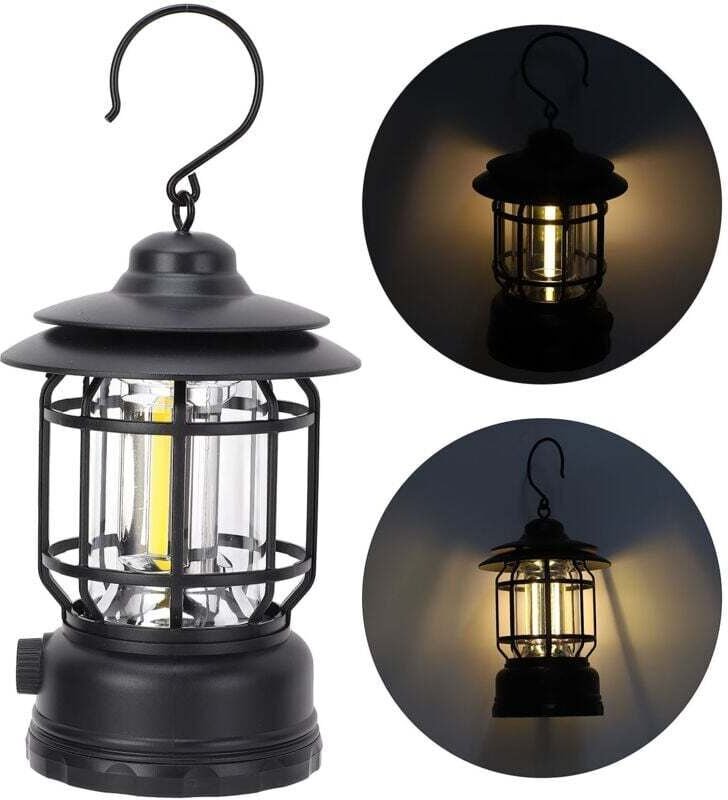 ABS-Campinglaterne mit kontinuierlich variabler Intensität, wiederaufladbare Retro-Taschenlampe, tragbare Zeltlampe für ...