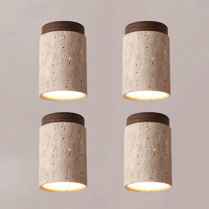 E27 Vintage Deckenleuchte Industrial Pendelleuchte Holz Travertin Hängelampe für Korridor Balkon Speisesaal ø 11CM - 4Pc...