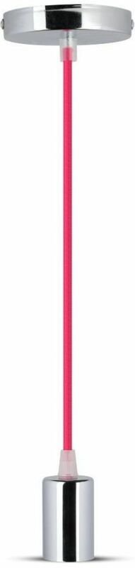 Thumbnail - V-TAC LED-Kronleuchter aus Metall, Zylinder, E27-Lampenfassung (max. 60 W), L: 100 cm, Chrom-Fuchsia-Kabel