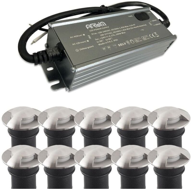 Thumbnail - Set mit 10 Bodeneinbauleuchten 3 w Mini-CANYON IP67 12 v mit selv 50 w IP67-Transformator Farbtemperatur: 4000K neutralw...