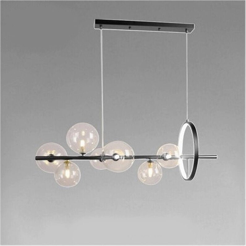 Trade Shop - moderner schwarzer hängeleuchter 7 kugeln G9 glasblasen mit kreis 71676 -