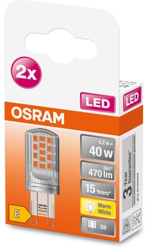 Osram - homelighting 4058075449893 led eek e (a - g) G9 Kolbenform 4.2 w = 40 w Warmweiß (ø x l) 18 mm