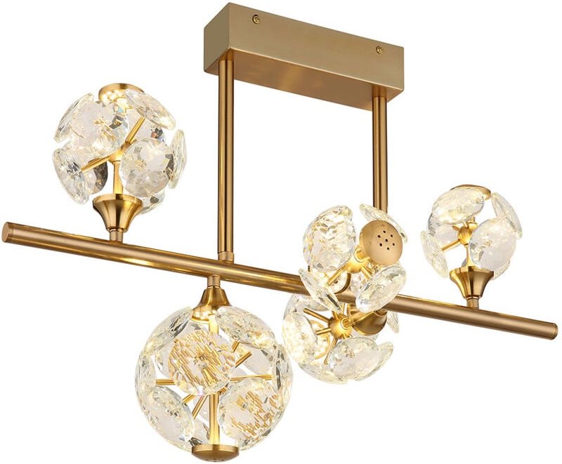 Globo Lighting - Deckenleuchte Deckenlampe Wohnzimmerleuchte Glas Kristall led gold l 61 cm