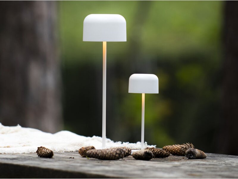 Meinewunschleuchte - set Akku Tischleuchten per usb aufladbar, Weiß Höhe 20cm & 36cm